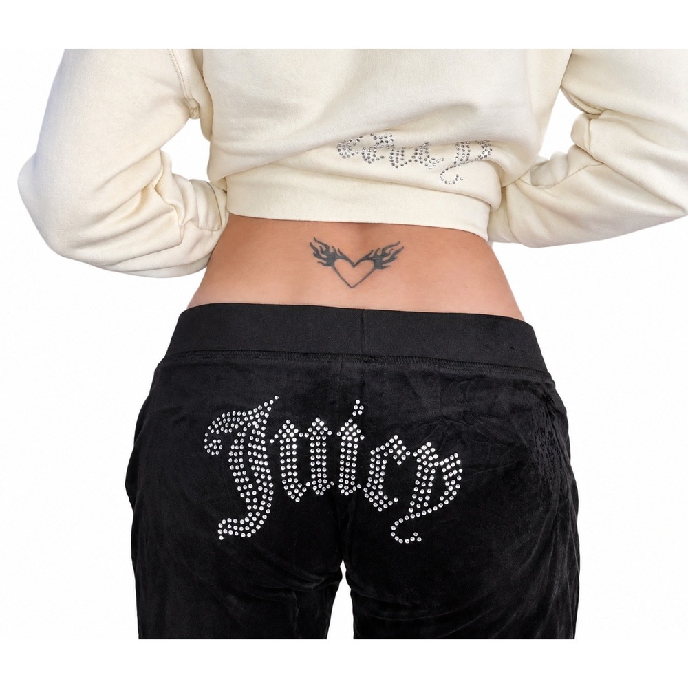 NWT Juicy Couture Black Wide Leg Velvet Pants Size M